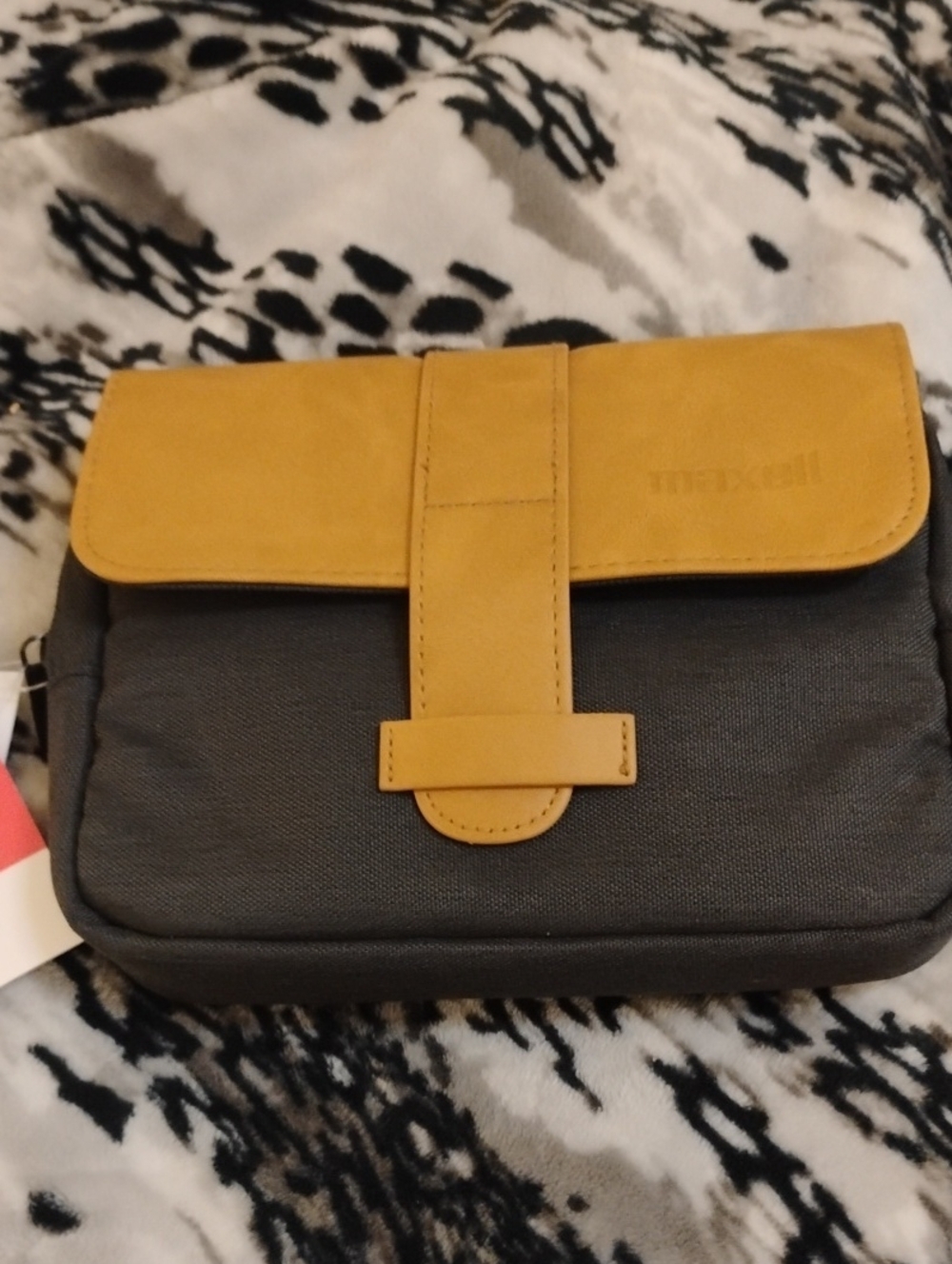 Travel Crossbody Bag with Mustard Flap and Charcoal Body